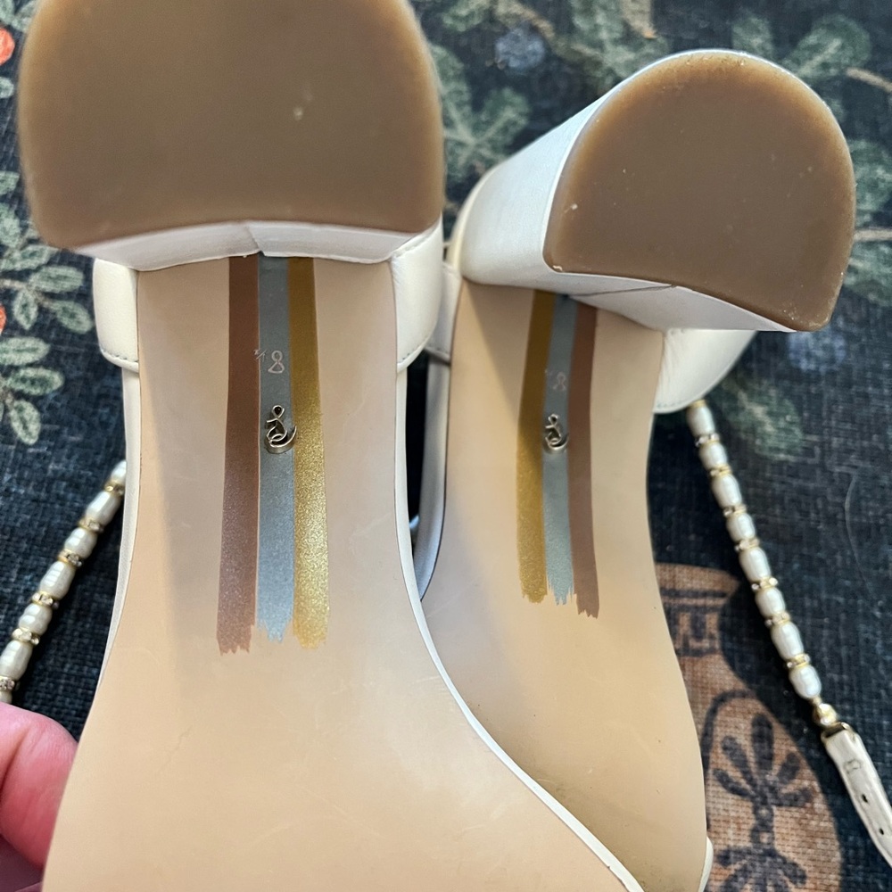 Sam Edelman for BHLDN Freshwater Pearl Cream Heels - Picture 7 of 8